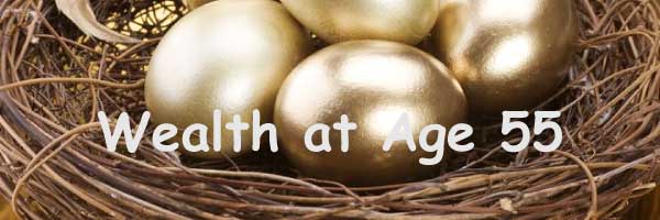 Wealth at Age 55; image of golden eggs in a nest